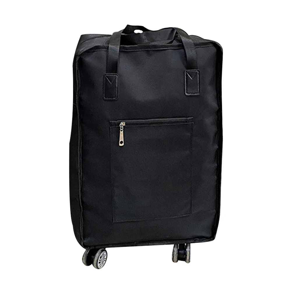 

Foldable Travel Bag Large Capacity Suitcase Black Oxford Cloth Rolling Duffle Luggage Storage Garment Clothing Teaching