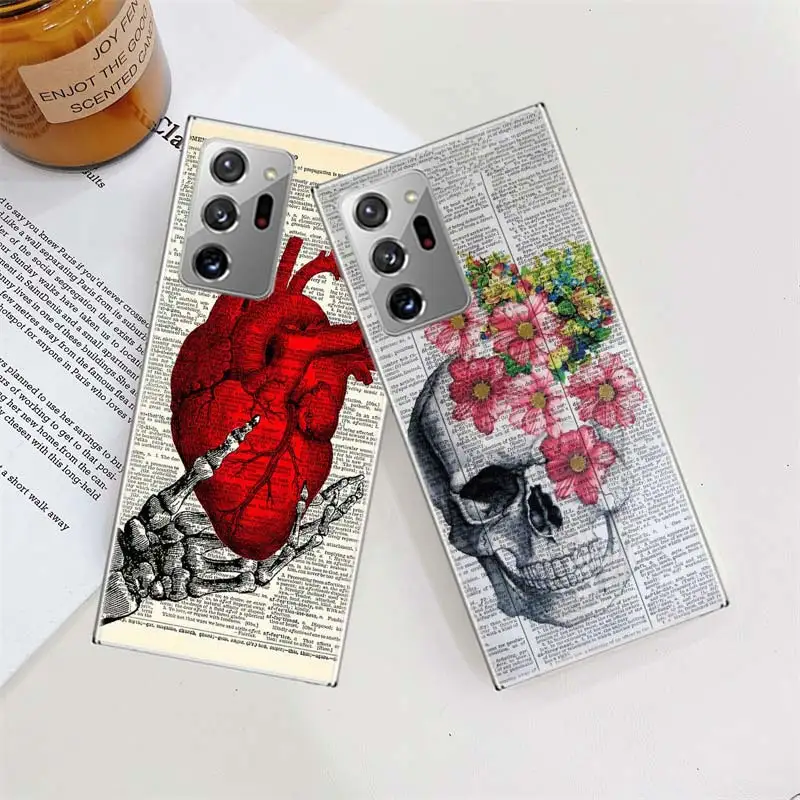 Human Anatomy Organ Newspaper Phone Case For Galaxy S8 A05S A02S A12 A22 A32 A42 A52S A52 A72 A03 A03S A13 A23 A33 A53 A73 5G A1