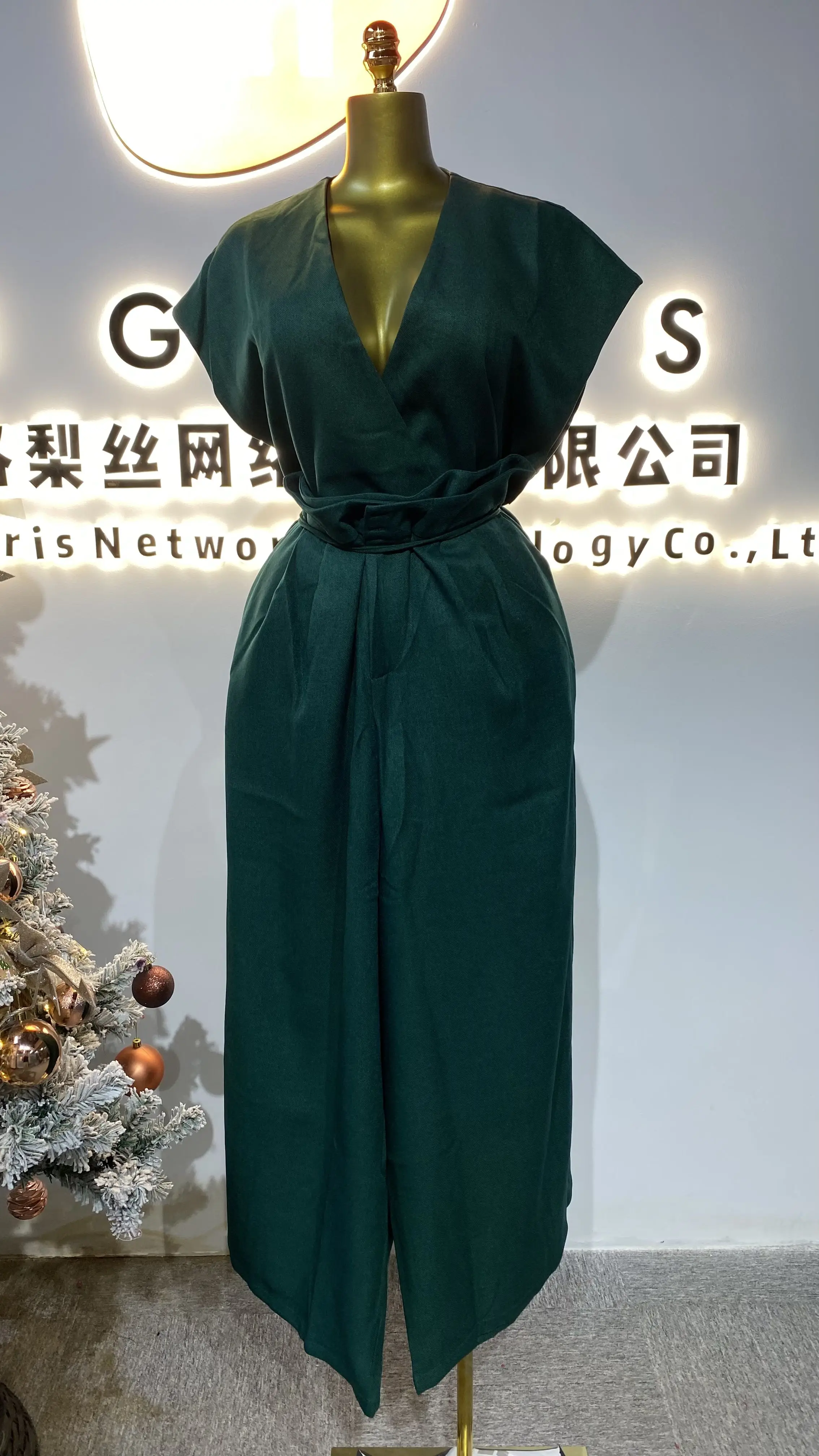 2025 High Quality Women's Clothing Female Elegant Temperament Short Sleeve Single Chest High Waist Dress-GZMM281