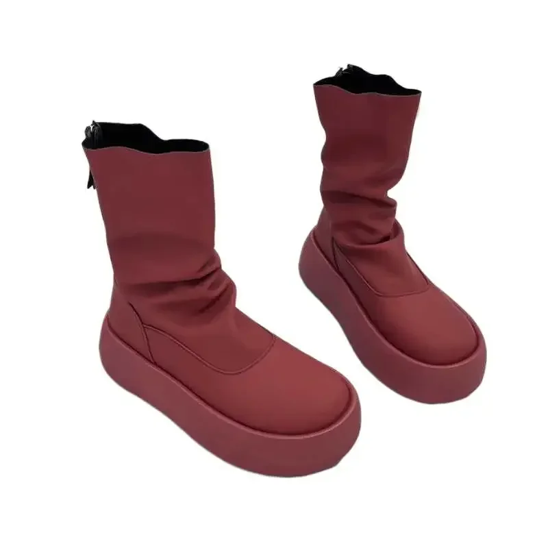 Chunky Knight Botiendra es pour femmes, bottes hautes au genou, à enfiler, longues bottes à plateforme, chaussures plates, mode, automne, hiver