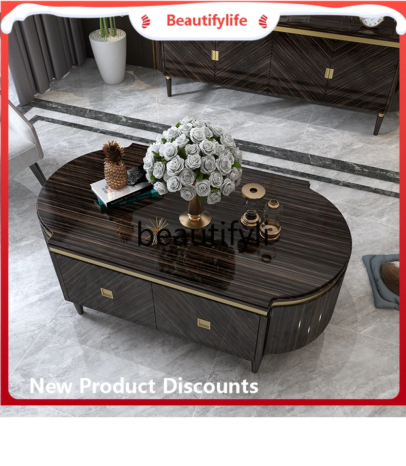 

A32 Nordic Minimalist Modern Living Room Oval High and Low TV Cabinet Combination Storage Table