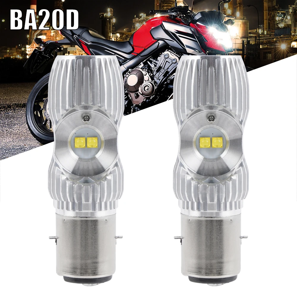 BEVINSEE 2x BA20D LED Headlight Bulbs 6000K BA20D LED MotoFor Honda XL-125V Varadero 2001-2011, For Honda XR400R XR650R CBR125R