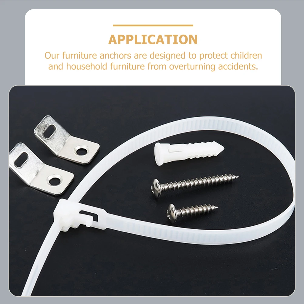 

6Sets Furniture Anchors Strips Anti Tip Safety Adjustable Mounting Hardware for Drawers Closets Bookshelves Falling Prevention