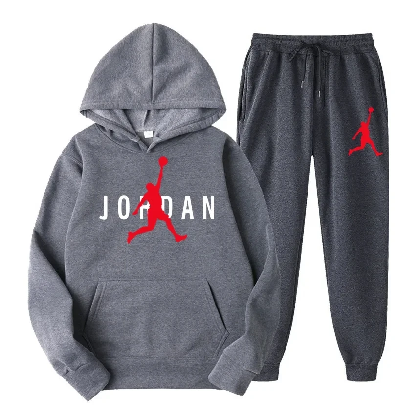 2024 Men's Brand Sports Hoodie Sets Print Sweatshirt Sweatpants Men's Hooded Top Jogger Pants Set Casual Streetwear Sportswear