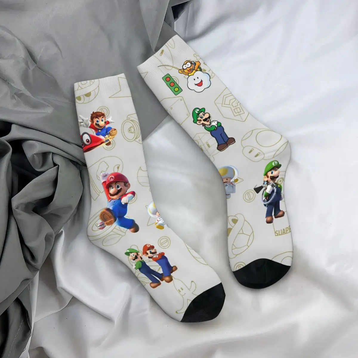 Super Mario-Chaussettes graphiques coordonnantes pour hommes et femmes, bas, doux, mode, cyclisme, cadeau, hiver