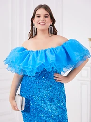 Vestidos de novia sin tirantes para mujer, vestido de noche elegante con lentejuelas, empalme de malla, talla grande, fiesta