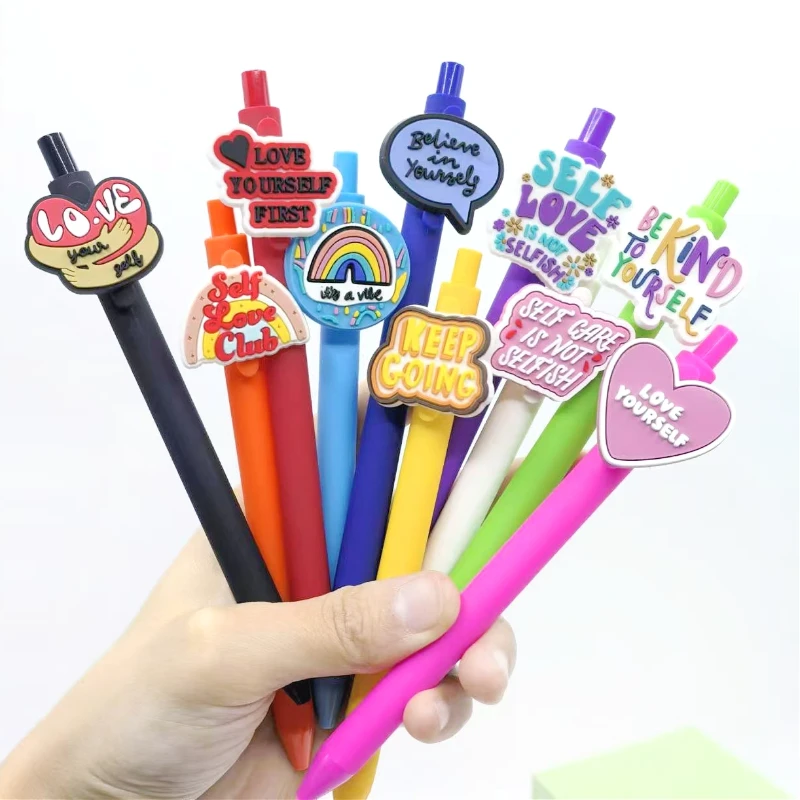 10PCS Inspirational Phrase Patch Pen, Love Yourself Series Phrase Gender-neutral Pen Creative Gift Pen Ballpoint Pen, Random
