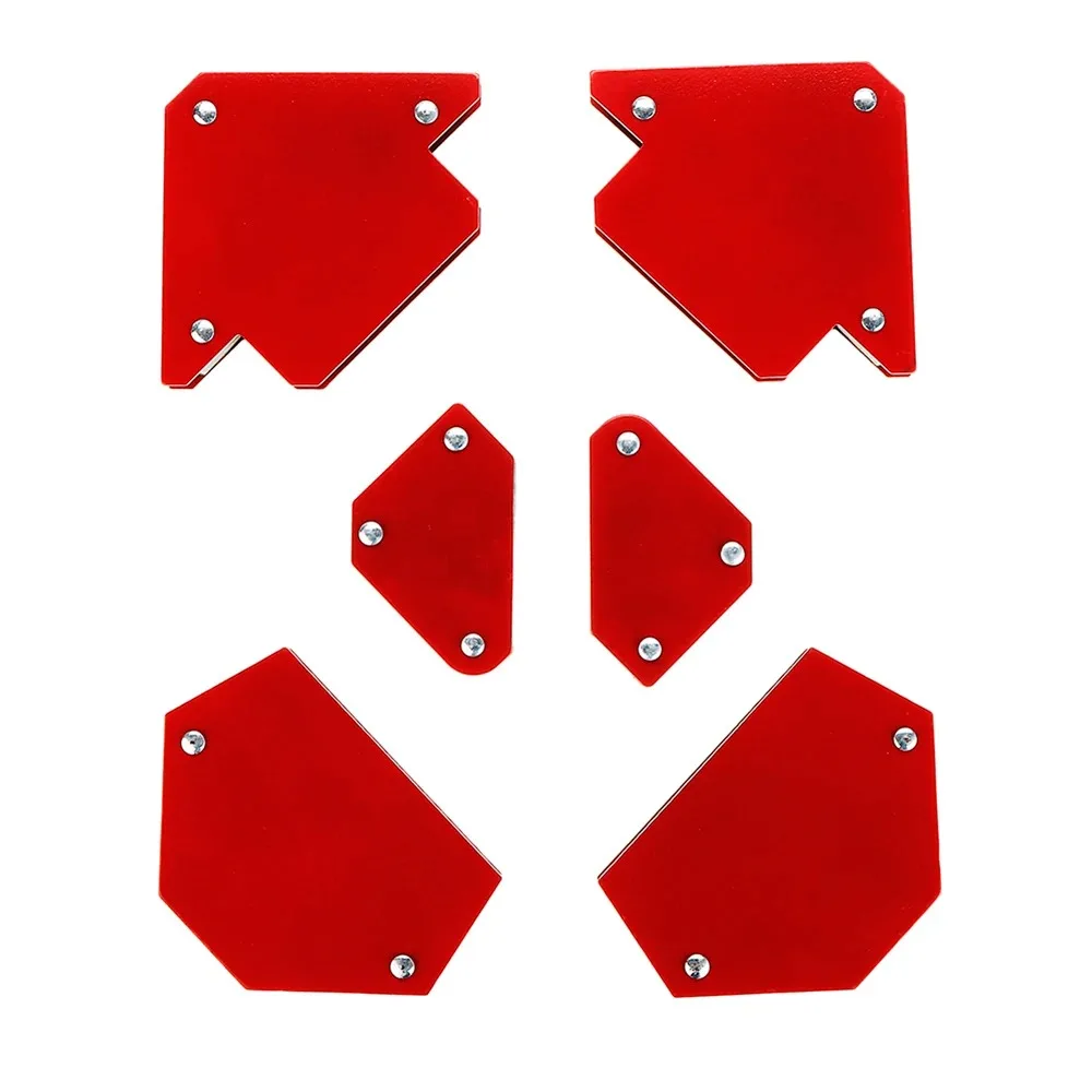 6pcs Triangle Welding Positioner Magnetic Fixed Angle Soldering Locator Without Switch Red Metal Locator