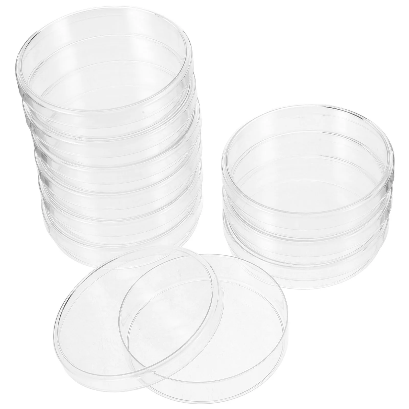 10pcs 9Cm Plastic Petri Dishes Clear Cell Culture Dishes Flat Bottom For Lab Agar Plates Science Experiment Bacteriological Dish