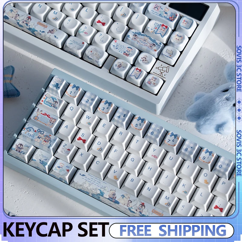 

Cute Extreme Ice Animals Keycaps PBT Cherry/SOA Profile Keycaps Custom Anime Keyboard Cap for Mechanical Keyboard Gift Hand Rest