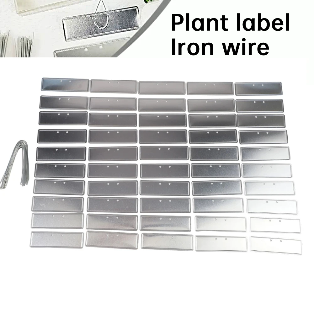 50Pcs Aluminum Plant Tags 82x25mm Plant Labels Iron Wire Nursery Labels Bonsai Sign Tag Outdoor Courtyard Garden Decoration