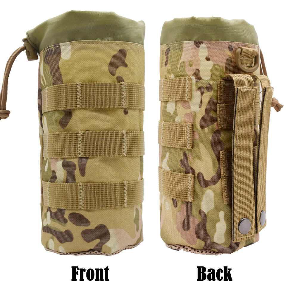 Taktische MOLLE-Flaschentasche für Reisen, Sprots Molle-Wasserflaschenhalter mit Kordelzug oben offen und Netzboden – Detail 10