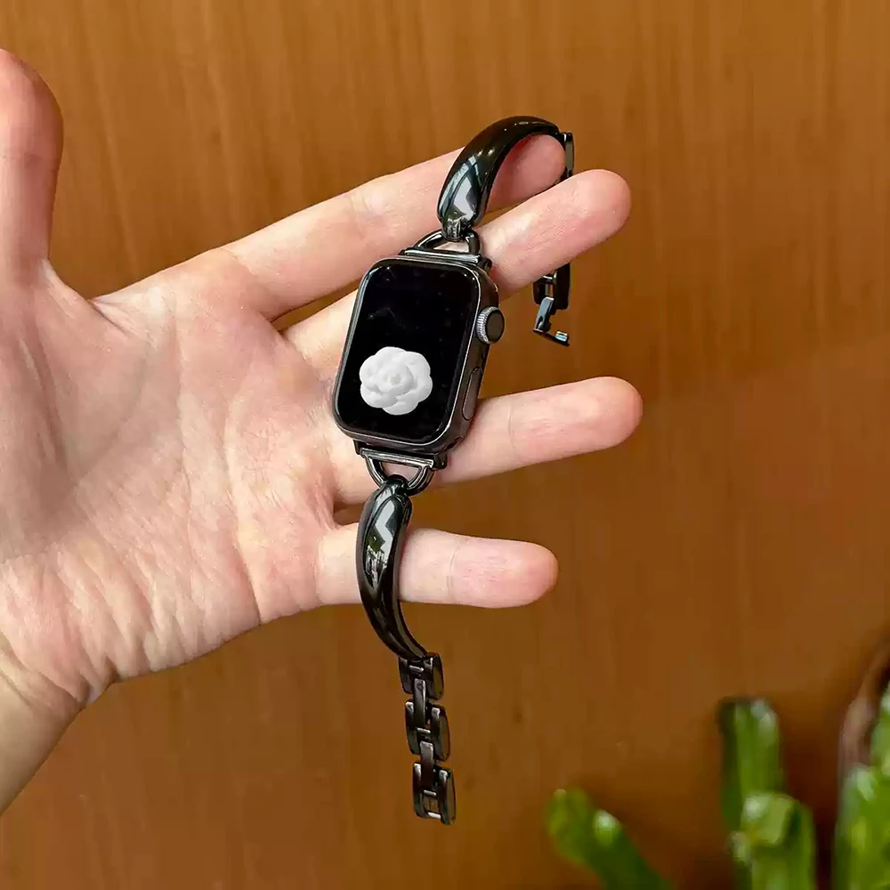 حزام معدني للنساء لساعة أبل 10 9 8 باند 42 ملم 46 ملم 41 ملم 45 ملم 40 ملم 44 ملم 49 ملم سوار iWatch Series 7 Se 6 5 Ultra Watchband