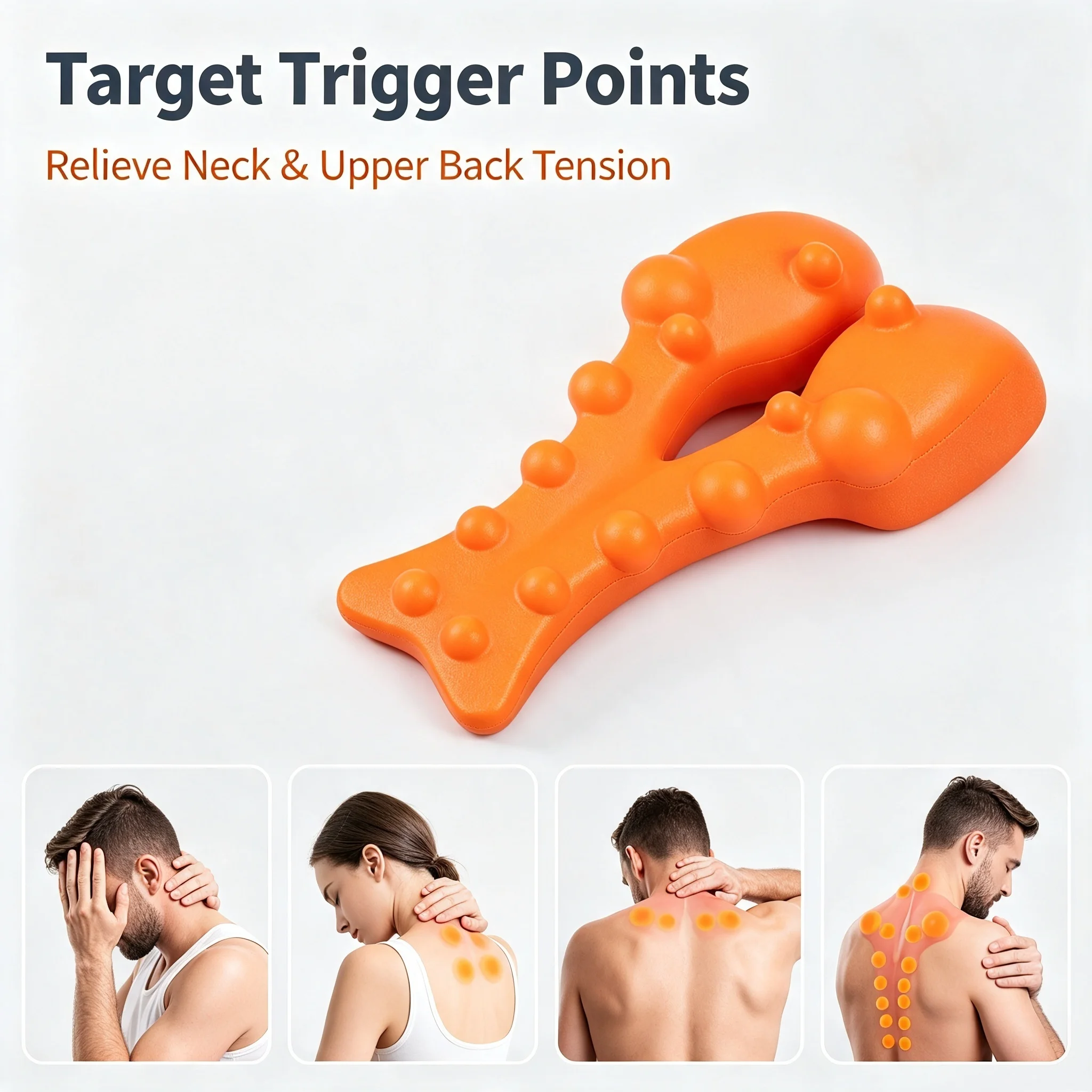 Trapezius Trigger Point Massager, Myofascial Release Tool, Neck Shoulder Back Acupressure Massage Pillow for Muscle Pain Relief