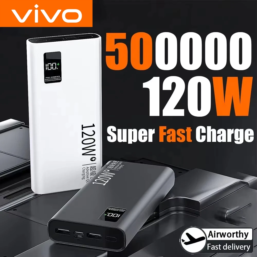 VIVO 120W Power Bank 50000mAh High Capacity Fast Charging Powerbank Portable Battery Charger For IPhone Samsung Huawei 2025 New