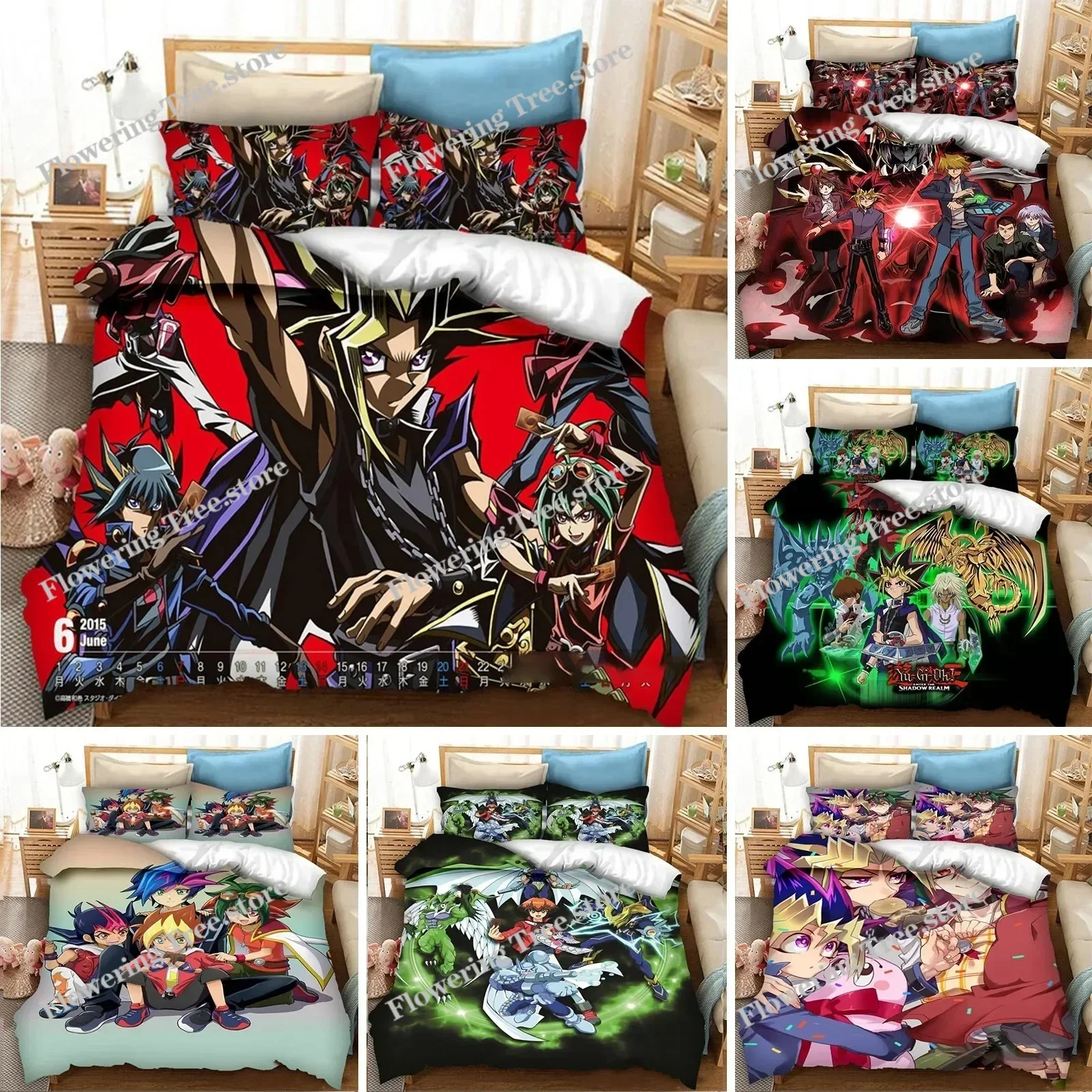 

3D Printed Anime Duvet Cover Pillowcase Yu Gi Oh Duel Bedding Set Double Twin Full Queen King Adult Kids Bedclothes Quilt Cover