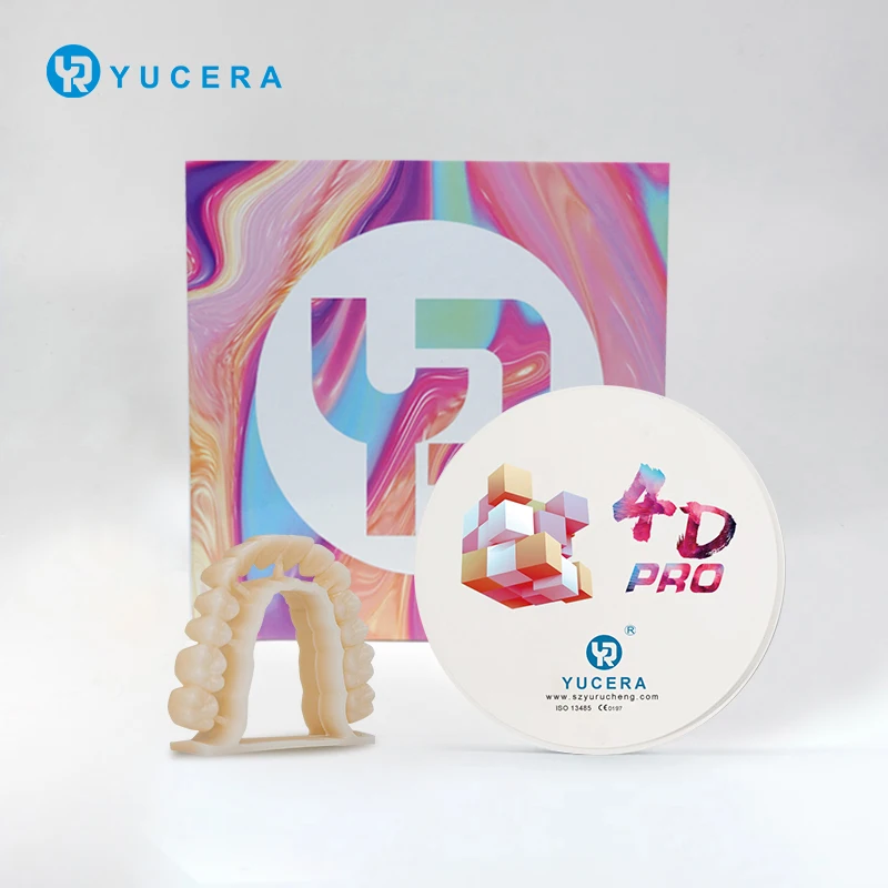 YUCERA Manufacturer Price 98*10mm 4D Multilayer Zirconia Block Disc Vita16  Color Gradient 8 Layers Cad Cam  For Dental Lab