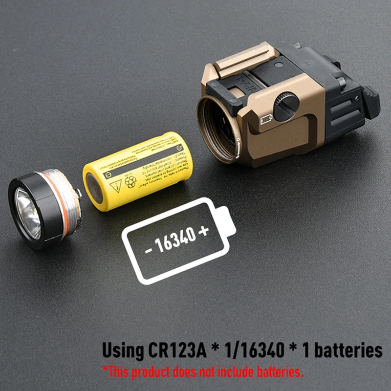 Compact Tactical Flashlight TR-7 X 500-Lumen with High Low Paddle Switches Key Accessory for Airsoft Black Weapon Light Toy GUN