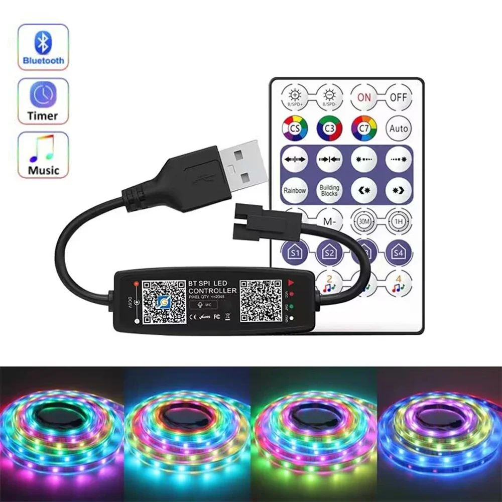 

WS2812B Controller Bluetooth Music for Pixel LED Strip Light SK6812 WS2811 WS2812 LED Light Strip USB 5V APP Remote Controller