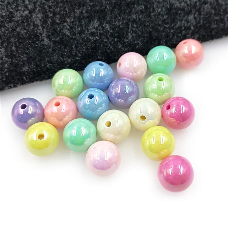 10pcs 14mm Pearl Acrylic Round Beads Fashion DIY Bracelet Accessories Earring Loose Luster AB Magic Jewelry Making Vase Fillers