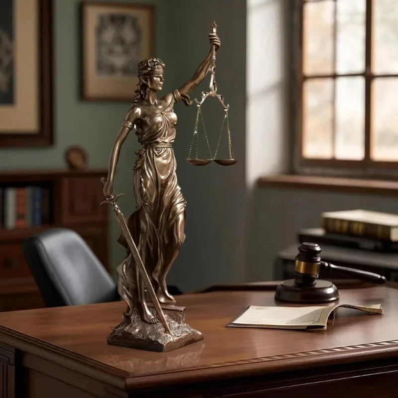 Goddess of Justice Statue Decorative Ornaments Greece Fair Justice Statue Accessories Lawyer's Office Gifts Legal Scales