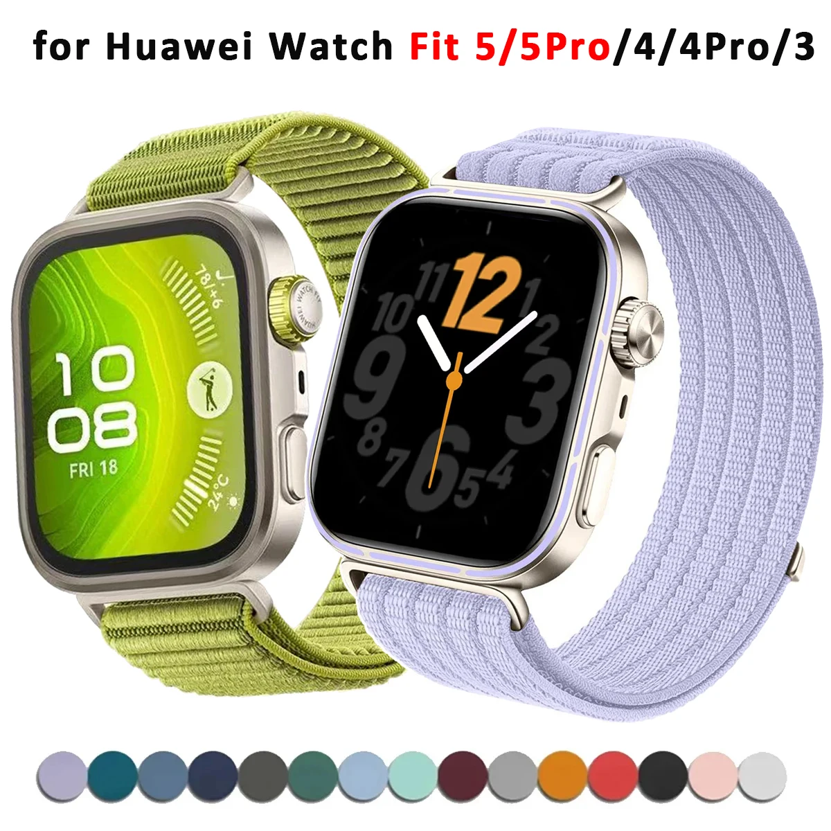 Nylon-Schlaufenarmband für Huawei Watch Fit 5Pro 4Pro Sport Atmungsaktives Geflochtenes Band für Huawei Band Fit 5 4 3 Ersatzarmband