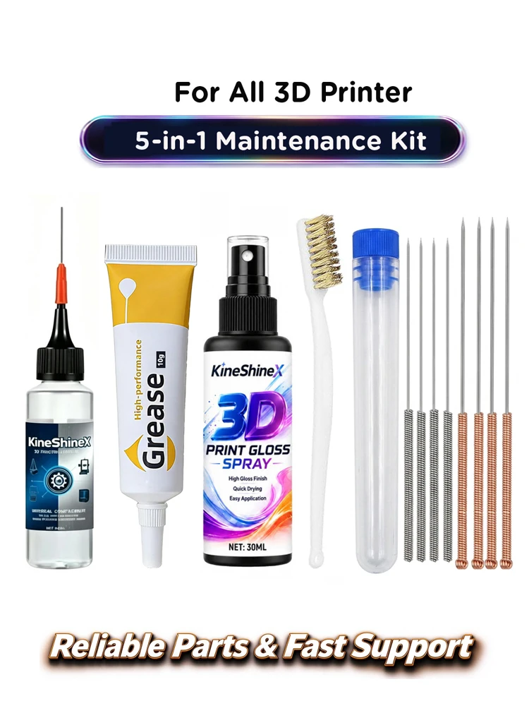 3D-Drucker 5-in-1-Wartungsset, Schmieröl, Hochleistungs-Fett, Reinigungsbürste für Bambu Lab Creality Ender 3D-Teile