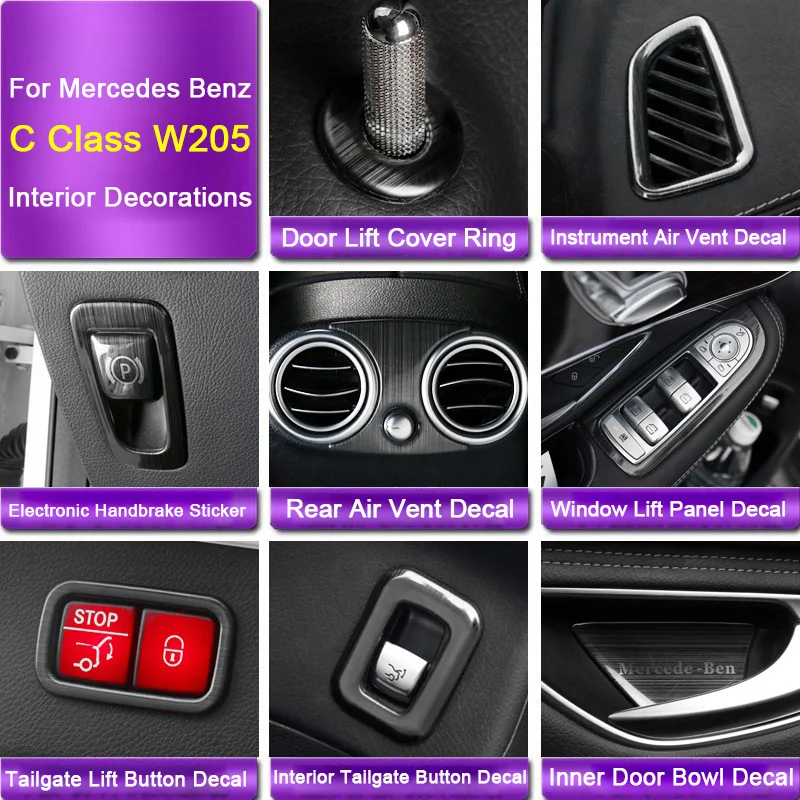 For Mercedes Benz C Class W205 2015 2016 2017 2018 2019 2020 2021 Car Dashboard Air Outlet Frame Cup Panel Interior Accessories