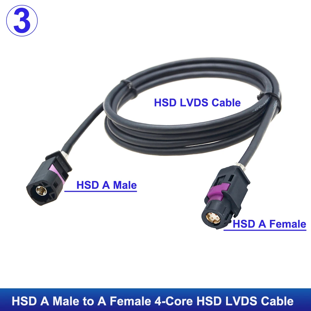 Schwarz HSD 4 Pin Code EINE Männlichen zu Weiblichen Stecker High Speed Daten HSD LVDS Kabel 4 Core 535 Linie kabelbaum für Benz BMW Audi