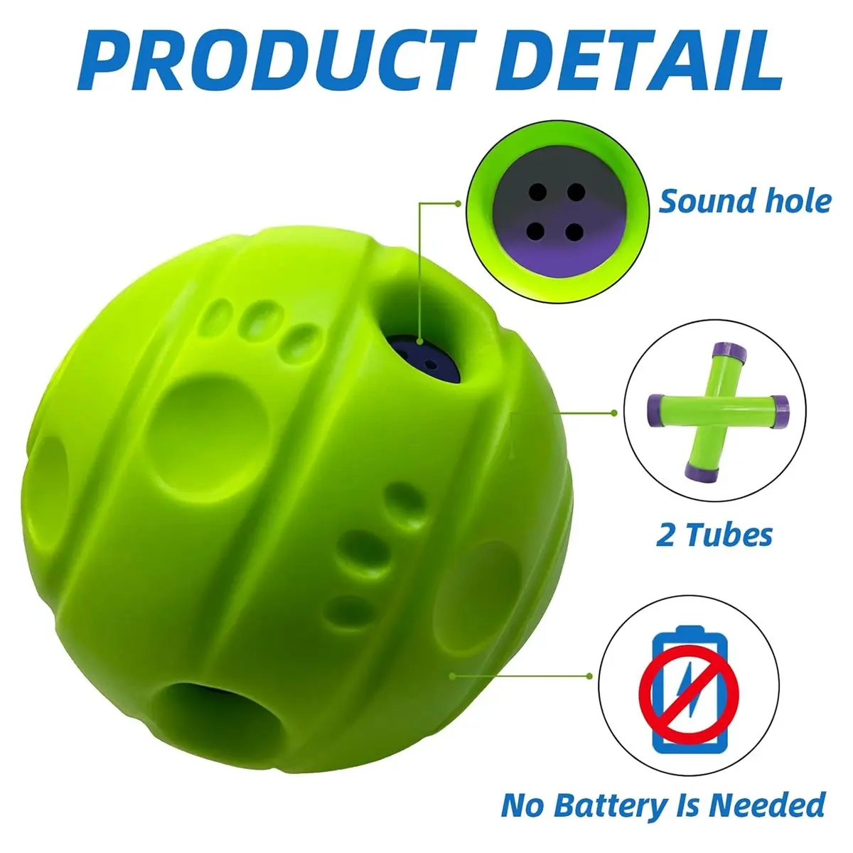 Interactive Dog Ball with Gibbering Sound, Non-, Concave Lines, 3.94 in (10 cm)