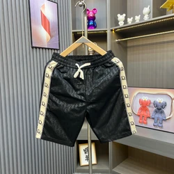 2024 Summer New European Goods Fashion Brand Printing Shorts Men's Fashion Casual Ribbon Shorts