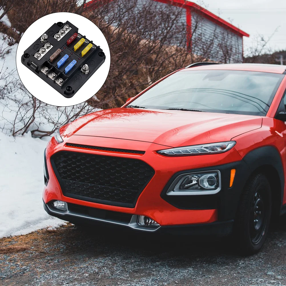 

1 set 1 Set 6-Way Box Car Boat Marine Auto Fuse Block Waterproof Pbt Pc Terminal 6 Circuits Fuse Holder Vehicle Interior Parts