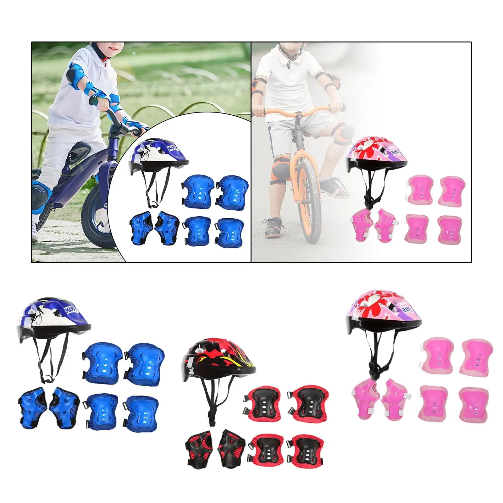 

7 шт./компл. детский велосипедный шлем для мальчиков и девочек, ударопрочный велосипедный шлем