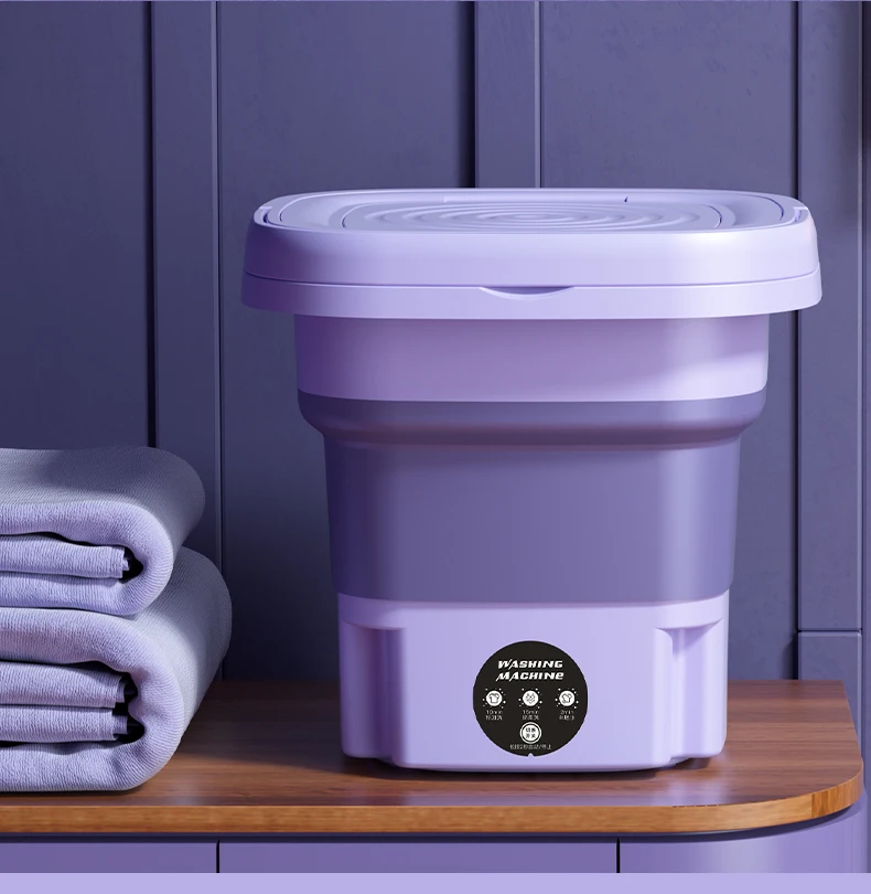 Washing Machine Portable Mini Folding Washing Machine Spin Dryer Small Foldable Tub Washing Machine 8L Purple