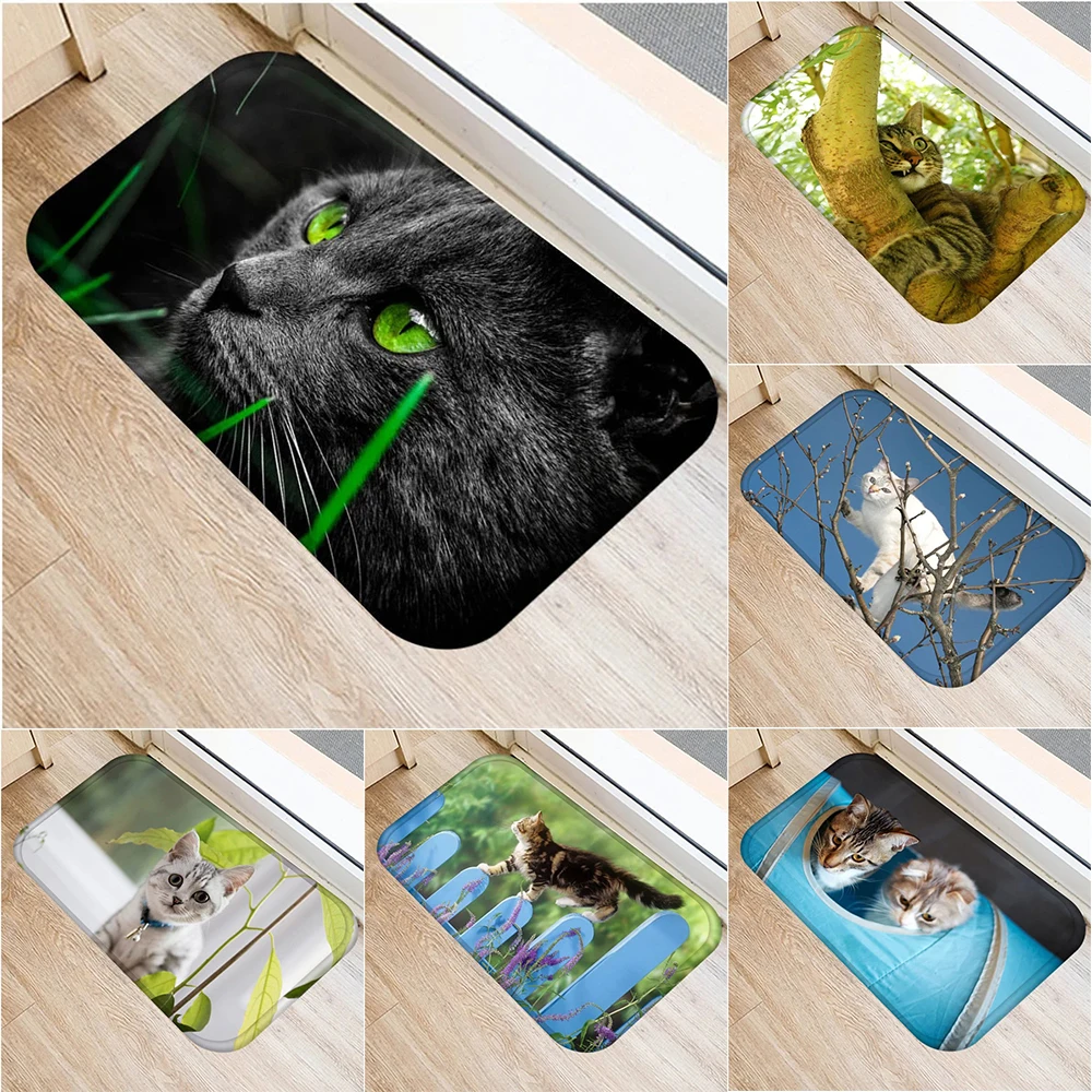 Cute cat animal pattern carpet kitchen living room entrance entrance floor mat home decoration bathroom absorbent foot mat