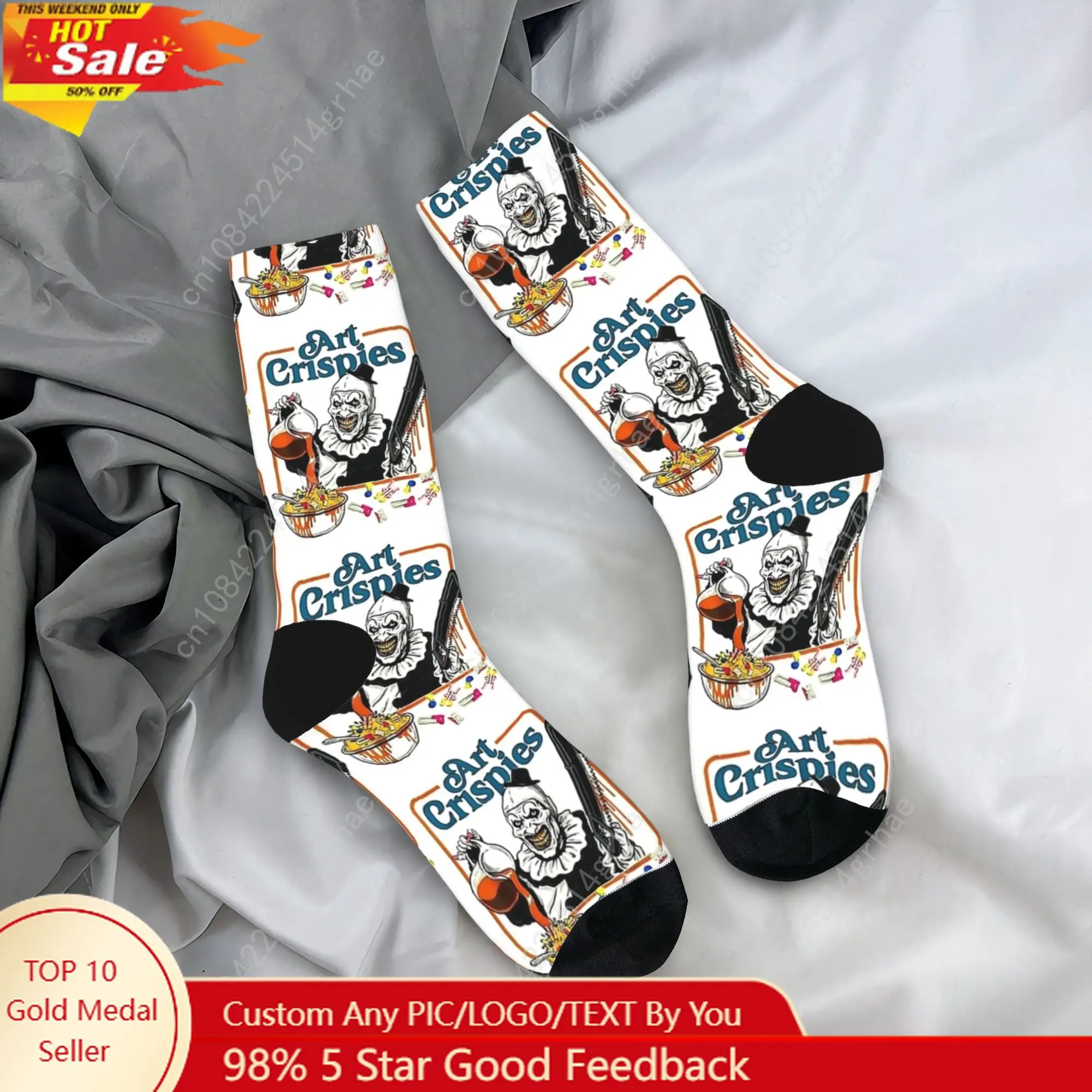 Couple Socks Art Crispies Terrifier Horror Halloween Movie  Stockings Winter Vintage Soft Socks Printed Cycling Non Slip Socks