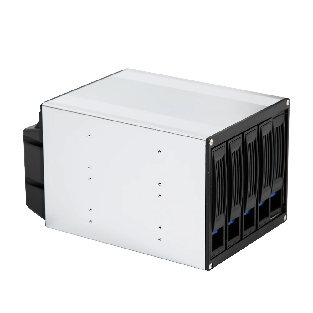 Enclosure Hot Swap Cage, 5 Bay Press-Fit Hard Drive Drawer, Mobile Rack Backplane, for 3 x 5.25 Drive Bays 5X SATA 3.5