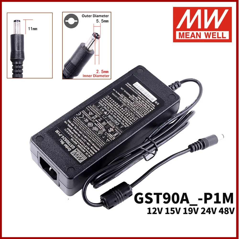 

Mean Well Adaptor GST90A P1M 90W 220V AC to DC 12V 15V 19V 24V 48V Meanwell Universal Charger Switching Power Supply