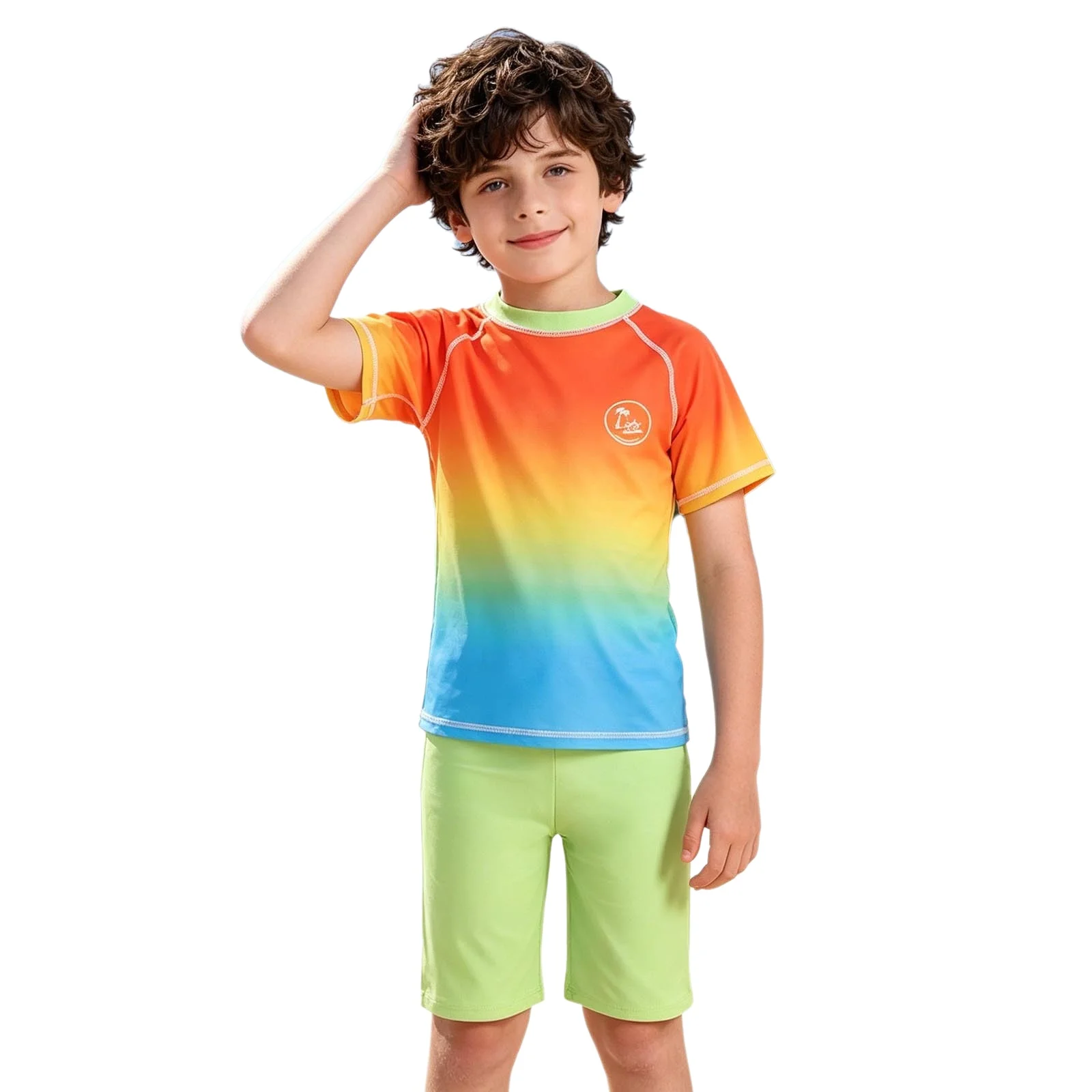 

Boys 2 Piece Rash Guard Swimwear Short Sleeve Quick Dry Shirt and Trunks Breathable Lightweight Stretchy Beach Vacation Summer