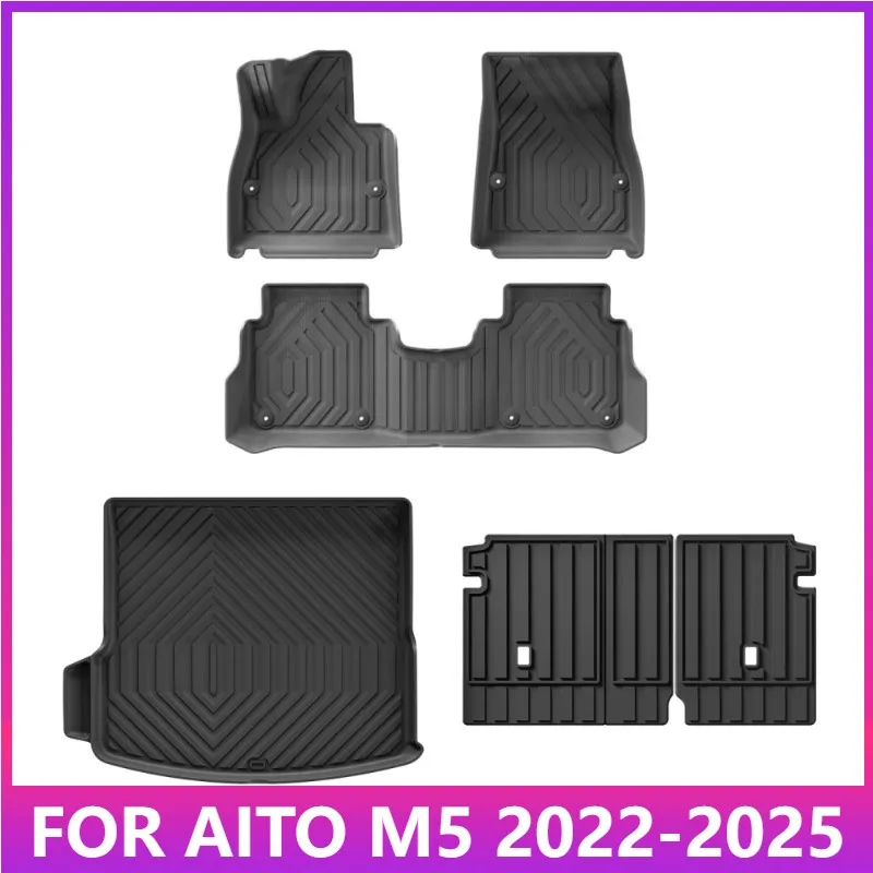 

Коврики для AITO M5 Seres M5 5 2022-2025 TPE 3D Автомобильные коврики для грузового вкладыша Водонепроницаемые всепогодные аксессуары Черный