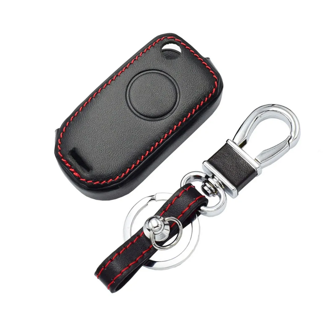 

WFMJ Black 1 Buttons Leather Key Case Cover Chain For Benz M S CL M ML E SL ML55 AMG