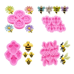 Mini Simulation Bee Chrysanthemum Shape Resin Jewelry Accessories Silicone Mould DIY Chocolate Flip Cake Dessert Decoration Mold