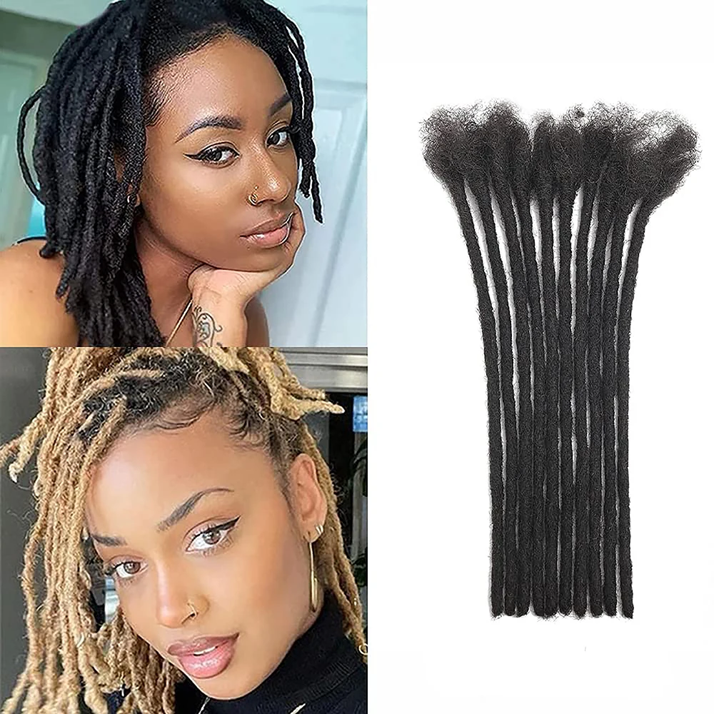 Full Handmade Dreadlock Extensões para Homens e Mulheres, 100% cabelo humano, pode ser tingido, 0.4cm Largura, 12 Polegada, 30 Strands