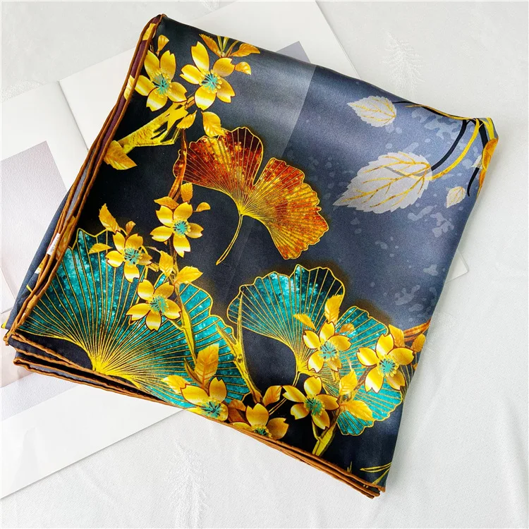

12mm Silk Scarf 110CM Luxury Designers Hand Rolled Bandanas Square Shawls 110 Hair Neck Belt Accessories Soft Hijab