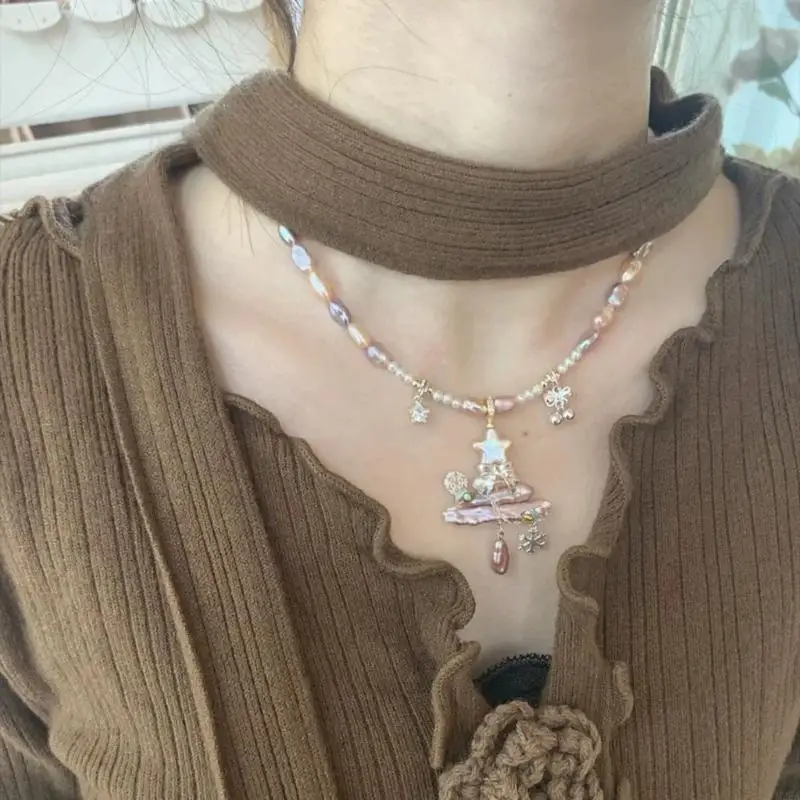 2025 عطلة جديدة مستوحاة من الشجرة سحر قلادة قابلة للتعديل تصميم أنيقة للؤلؤة هدية المجوهرات لها #5