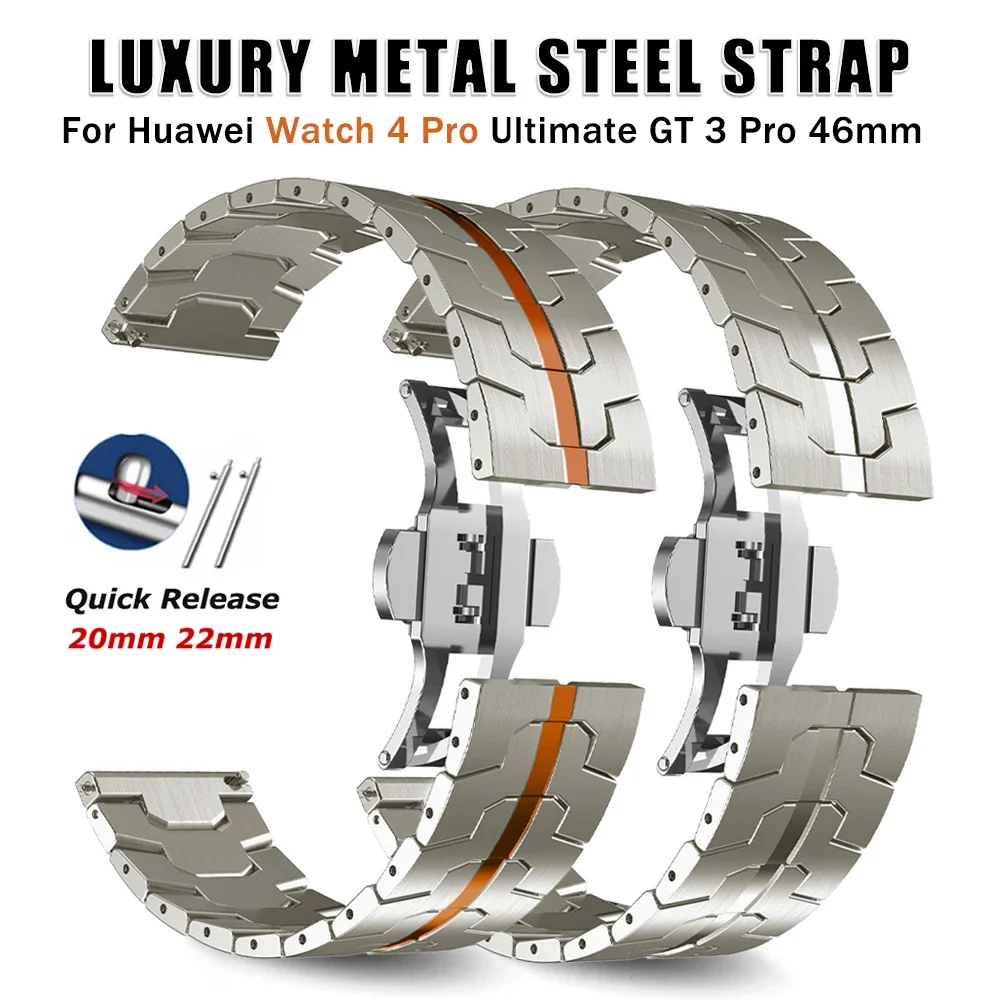 

20mm 22mm Titanium Color Strap For Huawei Watch 4 Pro GT4 46mm For Samsung Galaxy Watch 5 Pro 45mm 6Classic Stainless Steel Band