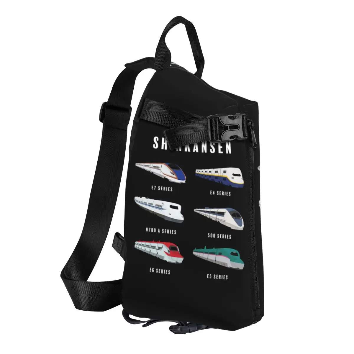 Japanese Shinkansen Bullet Trains Chest Bag Men Sling Crossbody Backpack Chest Bag Traveling Hiking Daypack Shoulder Bag