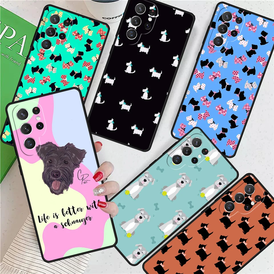 Cartoon schnauzer dog For Samsung Galaxy S24 Ultra S21 S22 S8 S9 S10E Note 10 20 Plus FE S23 Phone case Cover Coque