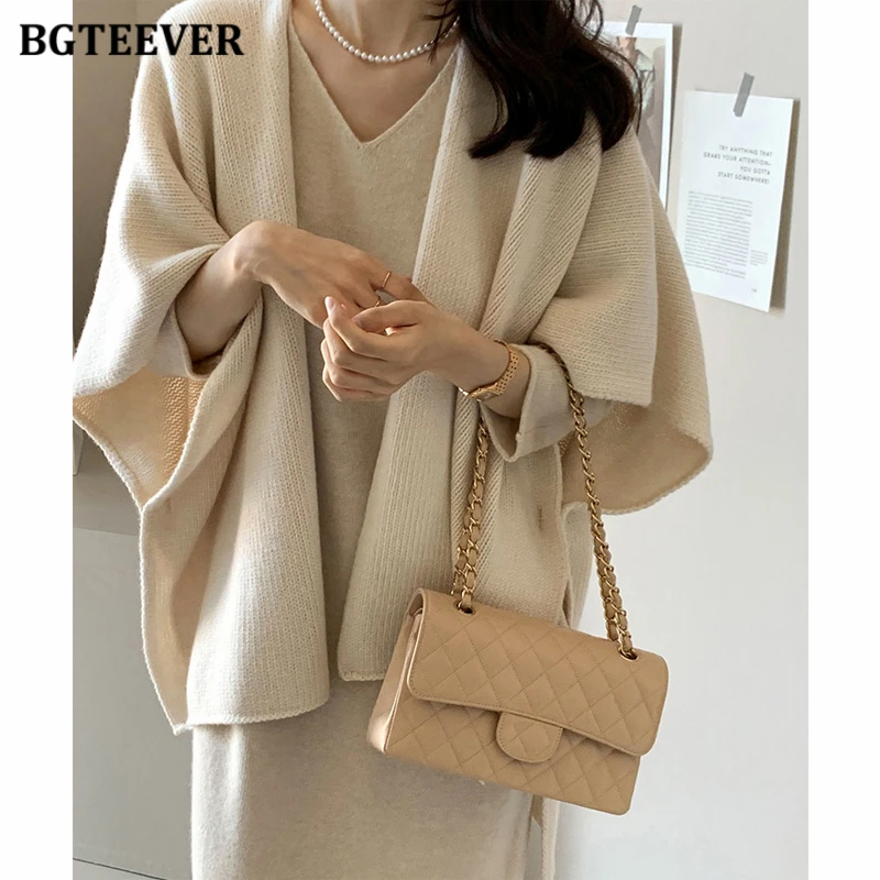 BGTEEVER-chal de punto de gran tamaño para mujer, suéter holgado de manga larga, elegante, para Otoño e Invierno