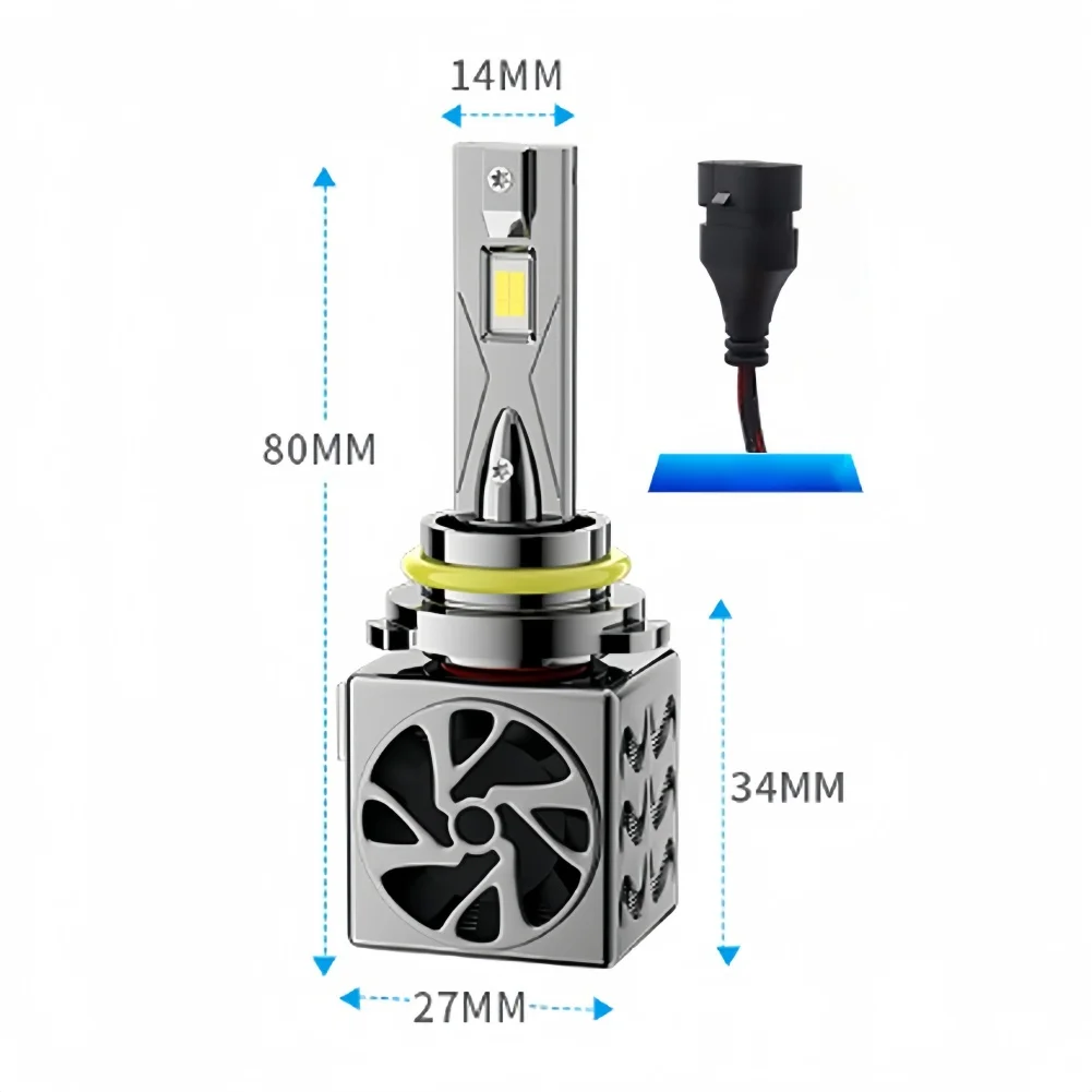 2PCS H11/H9/H8 Light Bulbs With High-speed Cooling Fan And Canbus System High And Low Beam Headlights 48000lm 6000K Cool White ﻿